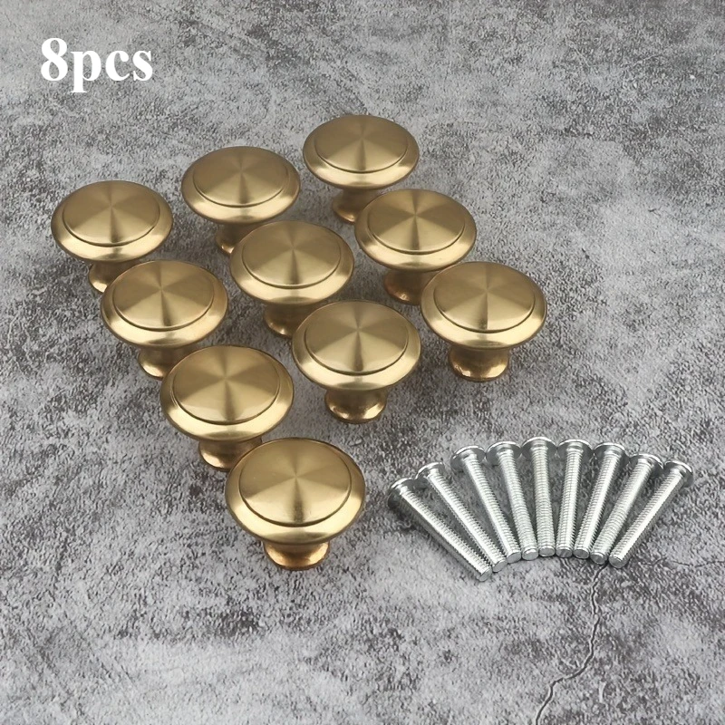 Cabinet Drawer Single Hole Pull Handle Golden Simple Round Furniture Small Handle 8pcs