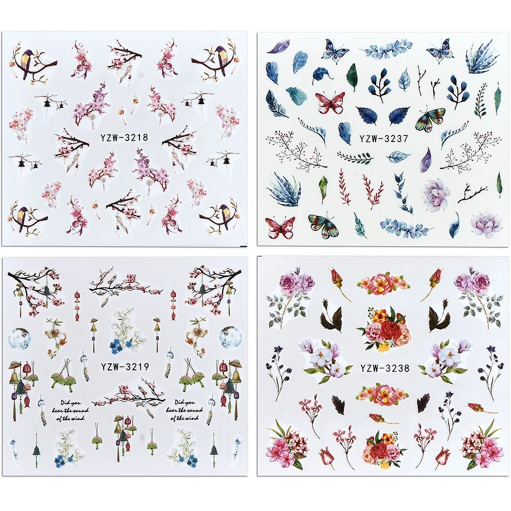 

Hot Sell 1Pcs 3D Floral Nail Art Water Transfer Stickers Flower Leaf Manicure Decoration Tips Nail Decal Decals Tools Wholesale