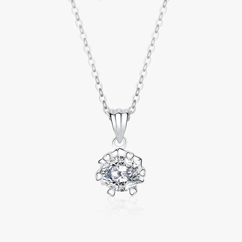 

S925 Sterling Silver Fashion Jewelry Mosan Diamond Necklace Female Round European and American Style Simple and Luxury Clavicle
