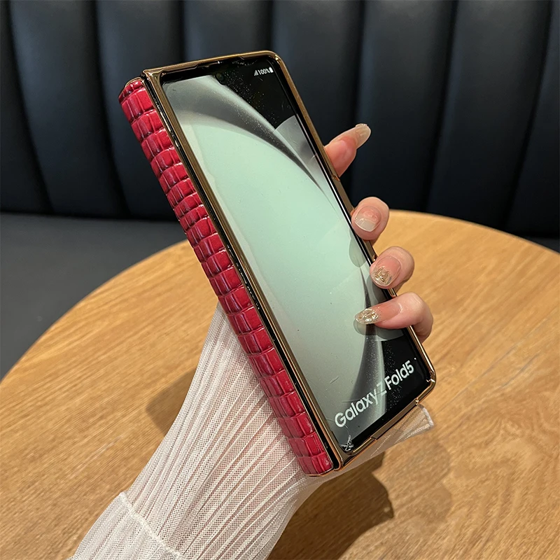 حافظة لهاتف سامسونج جالاكسي Z فولد 6 5 جلد منقوش س...