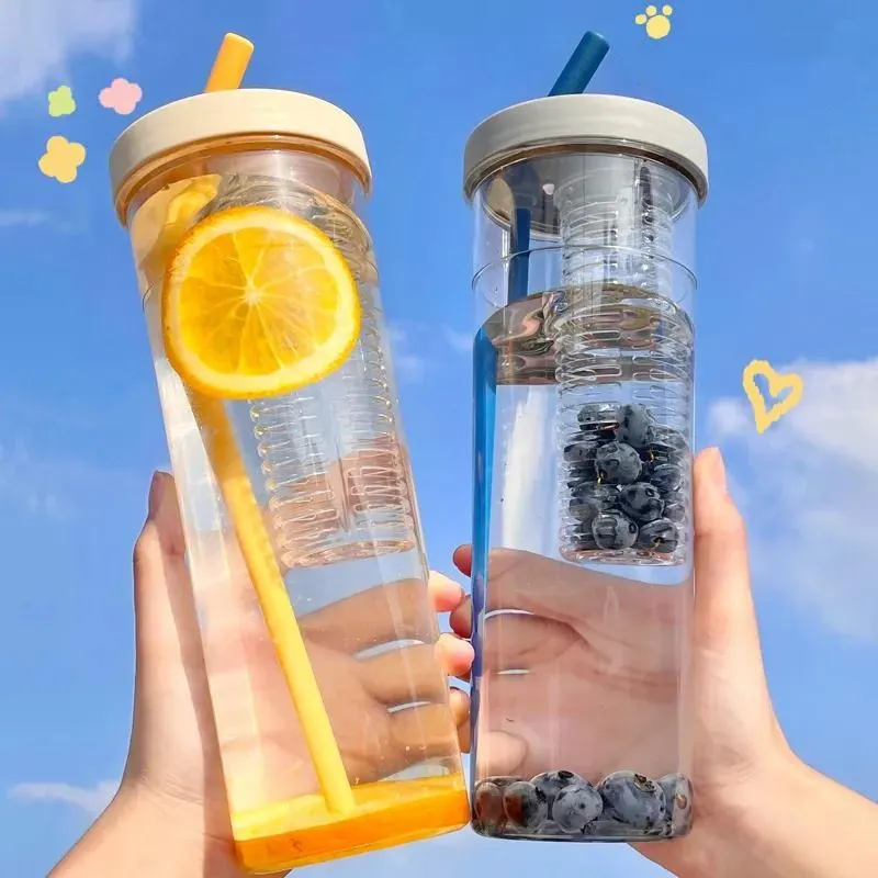

Water Bottle with Straw Creativity Filter, Plastic Cup for School Drinking Bottle, Outdoor Sport Mugs with Lid for Girls, 700ml