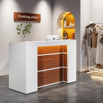 Tribesigns Reception Desk with LED Lights, 63 Inches Front Counter Desk for Checkout, Lobby, Salon, Retail, Large Counter Table 6