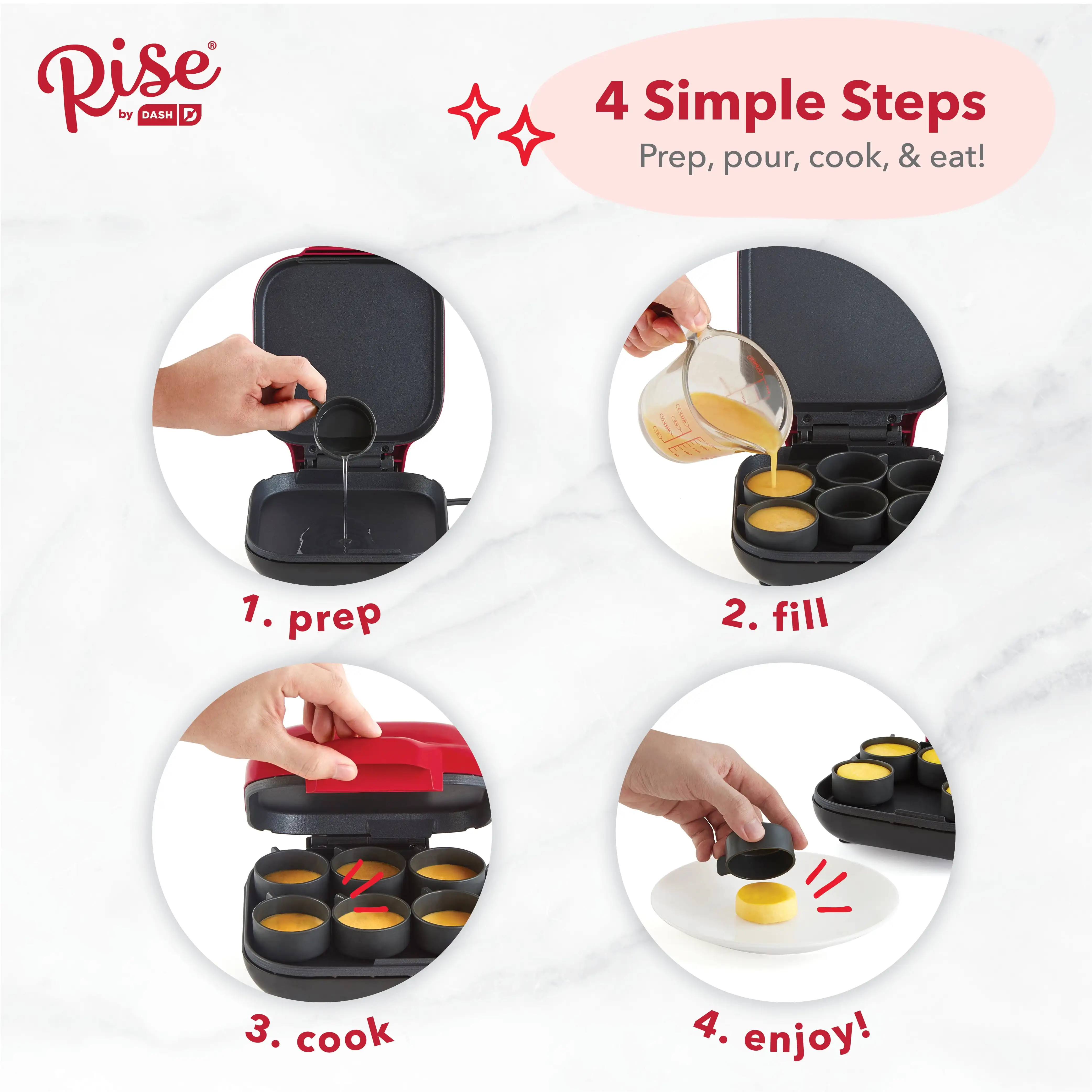 Egg Bite Maker with 6 Silicone Molds + Recipe Guide - Red - AliExpress