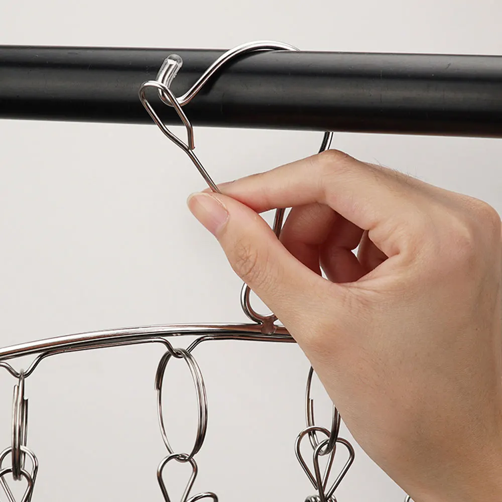 10Pegs Stainless Steel Clothes Drying Hanger Windproof Clothing Rack Clips Sock Laundry Airer Hanger Underwear Socks Holder 6