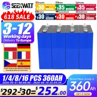 Cellules LiFePO4 prismatiques de qualité A 3,2 V 360 Ah, plus de 10 000 cycles, pour stockage d'énergie domestique DIY 12 V 24 V 48 V, camping-car, bateau, stock local UE, livraison rapide 1
