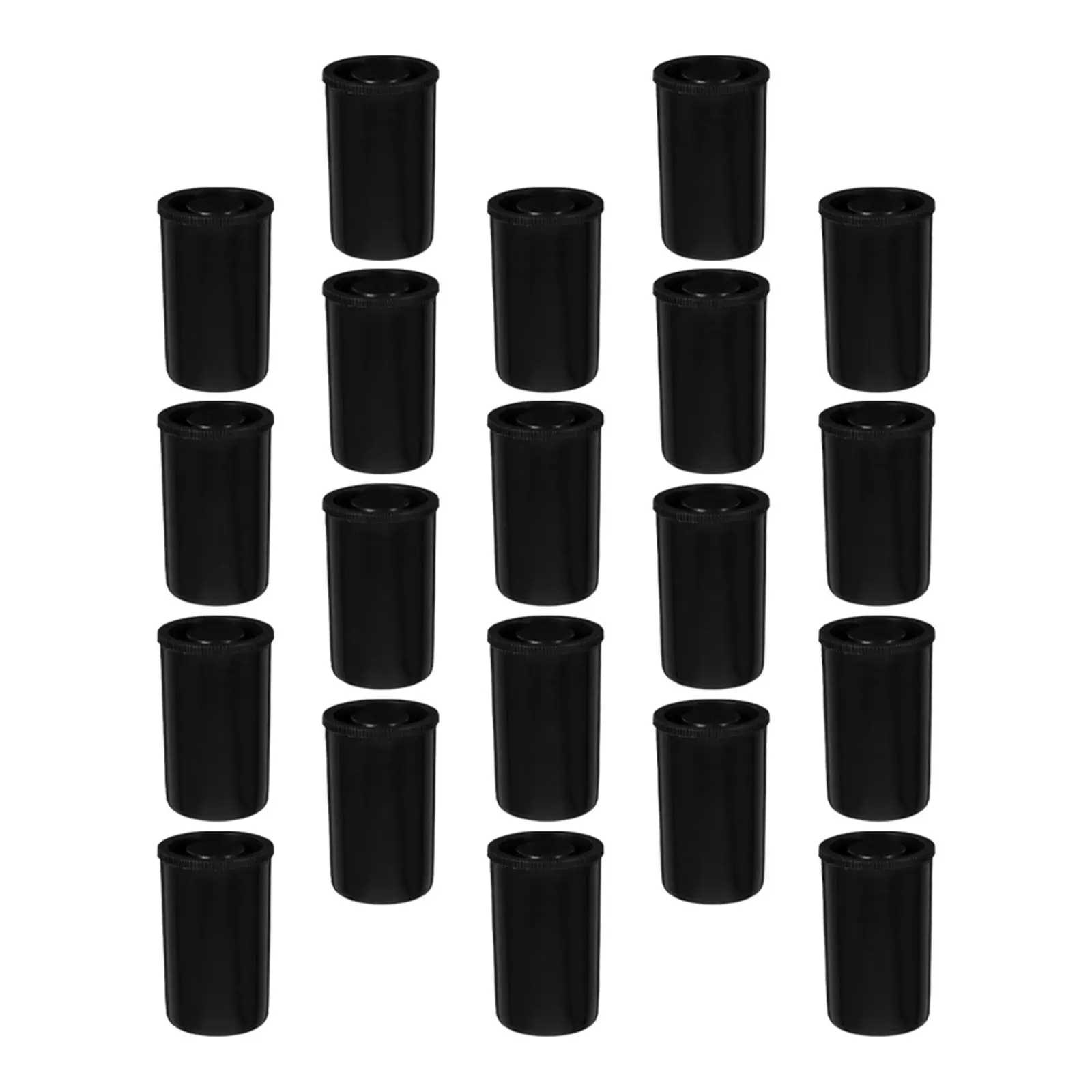 20Pcs 블랙 필름 용기 플라스틱 보관 용기 차광 필름 롤 케이스 카메라 릴 홀더 컴팩트 오거나이저