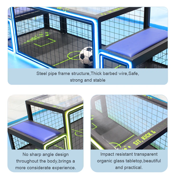 Amusement Machine LED Light Subsoccer 3 Table Football Game With Two Chairs Sitting Football Sub Soccer Under the Table