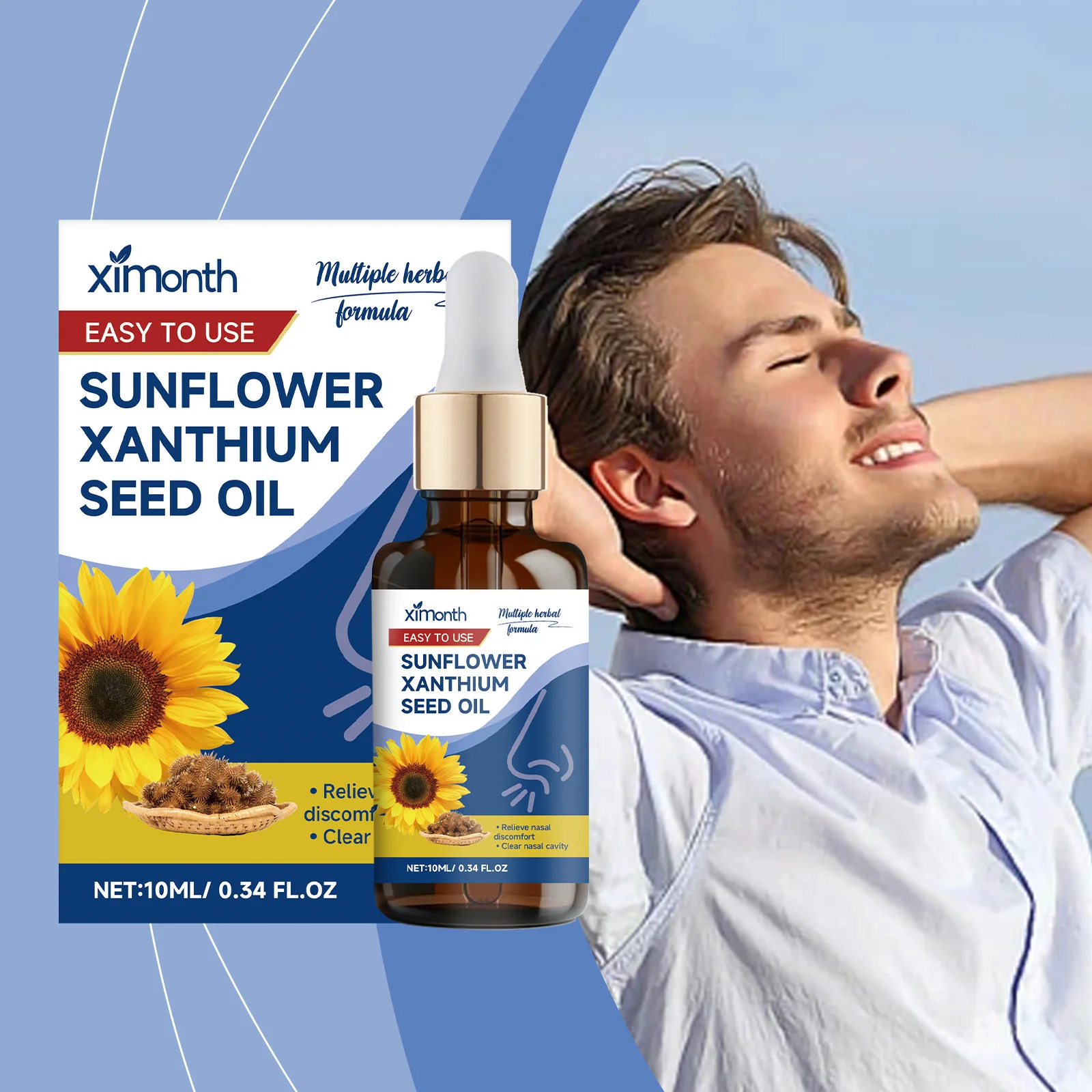 Насіння соняшнику ксантию Ніжне очищення носа Знімає дискомфорт Зручна ефірна олія для догляду за носом