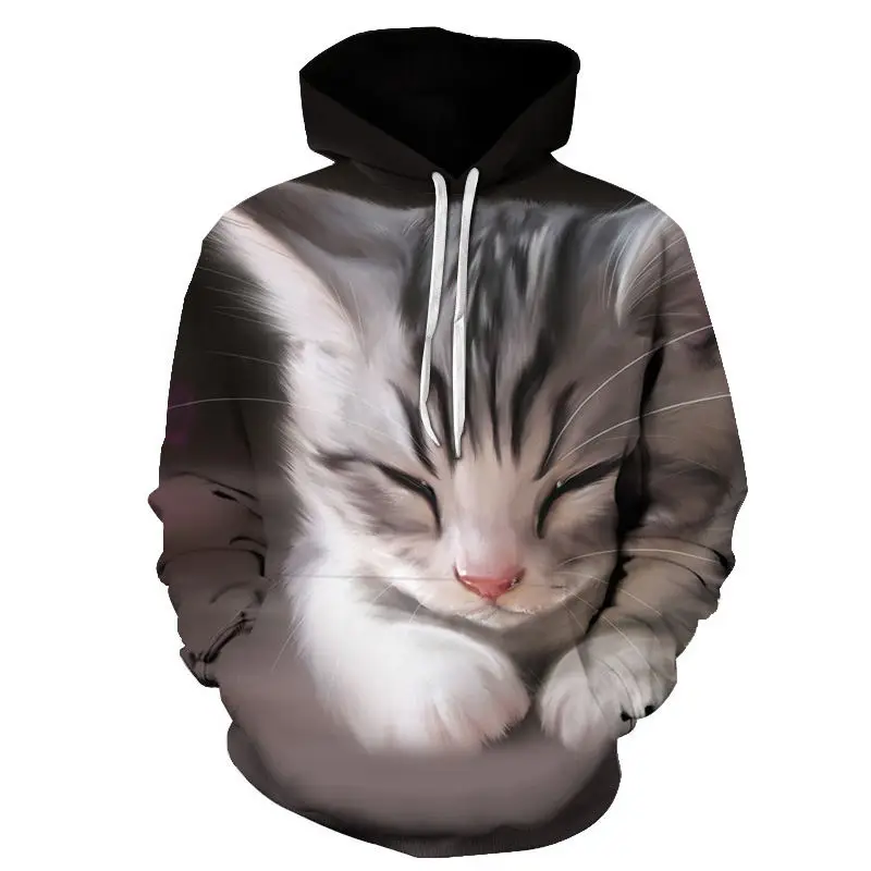 

Cartoon Kawaii Hoodies 3D Printed Cat Oversize Mens Women's Sweatshirt Pullover Long Sleeve Oversized Hooded Sweatshirts Tops