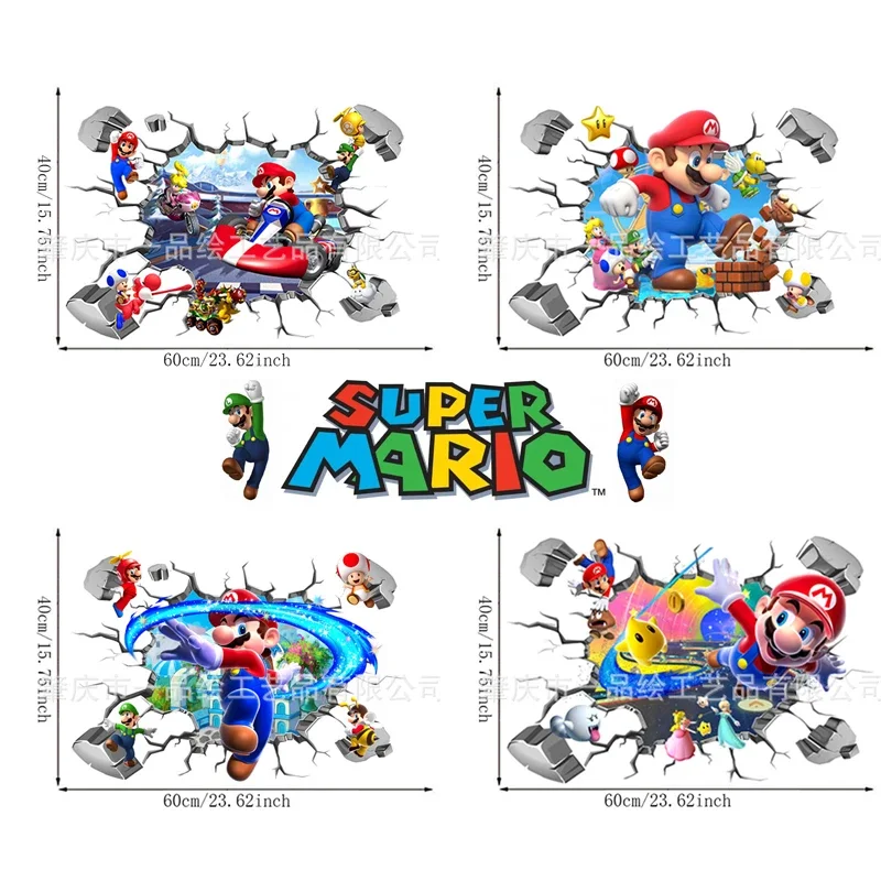 Gra Super Mario Figurka Anime Luigi Yoshi Księżniczka Brzoskwiniowa Ropucha Klej Pcv Kalkomania Ścienny 3D Prezenty Urodzinowe Dla Dzieci