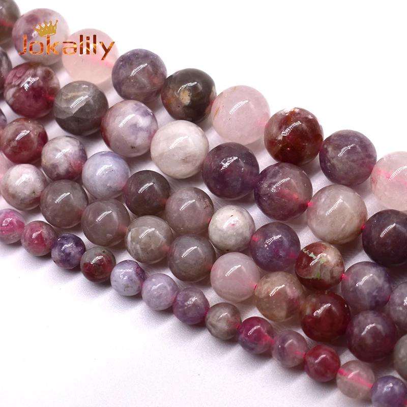 

Genuine Natural Pink Plum Tourmaline Beads For Jewelry Making Smooth Stone Round Loose Bead DIY Bracelet Handmade 4/6/8/10mm 15"