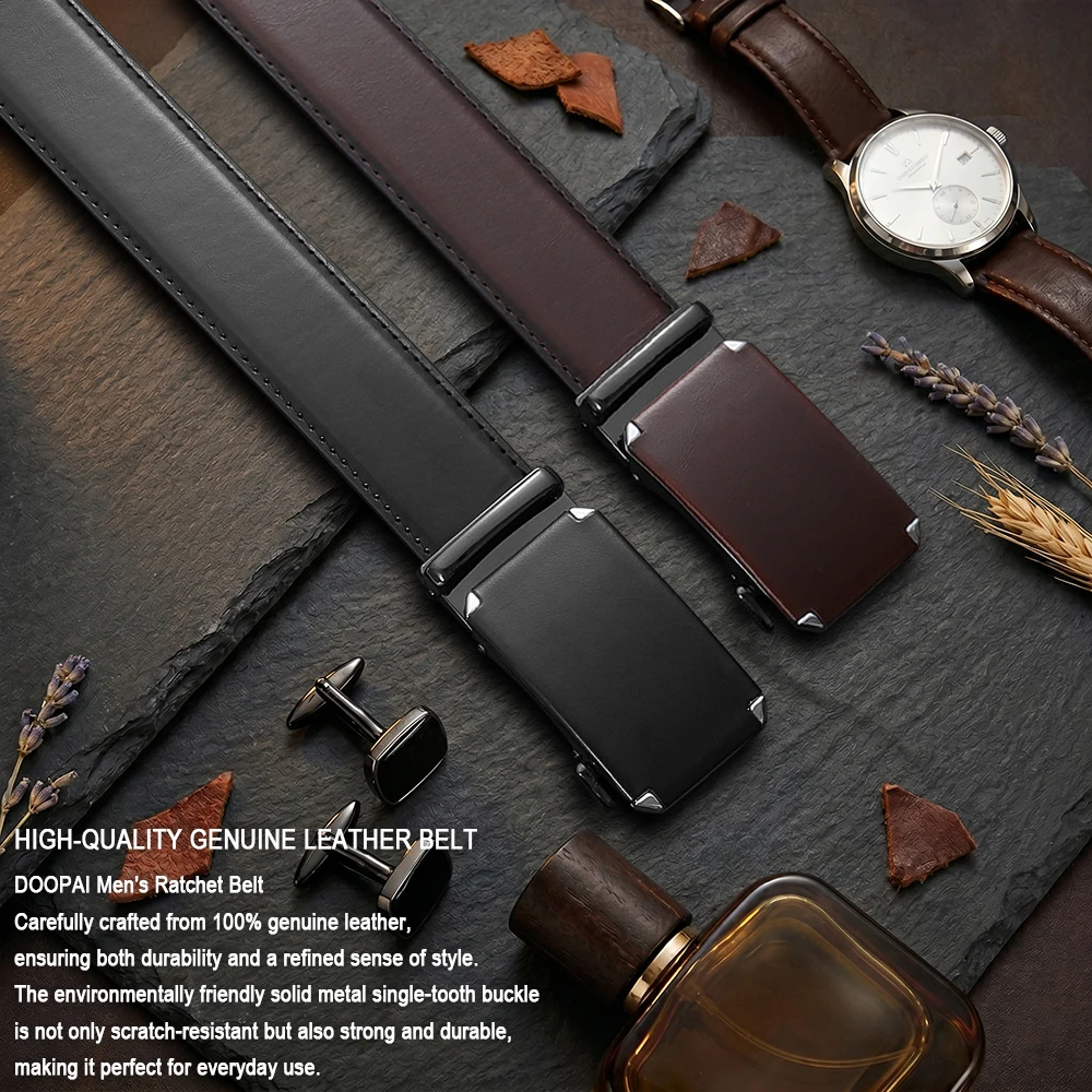 Mens Leather Belt Automatic Leather Belts Belt Male Leisure Fashion Ratchet Belts for Men Pants Waistband Ремень - 6