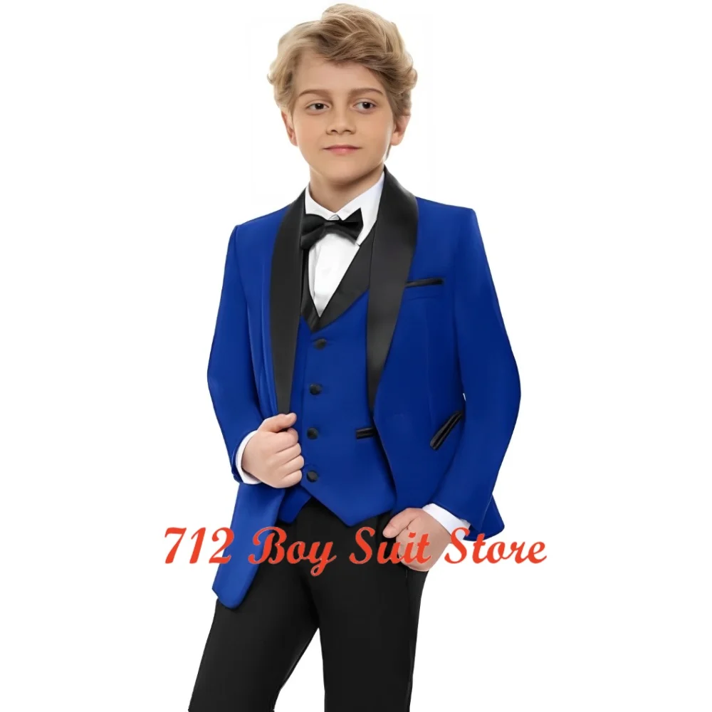 Boys Suit 3 Piece Set Wedding Tuxedo Kids Shawl Collar Jacket Pants Formal Blazer Fashion Clothes