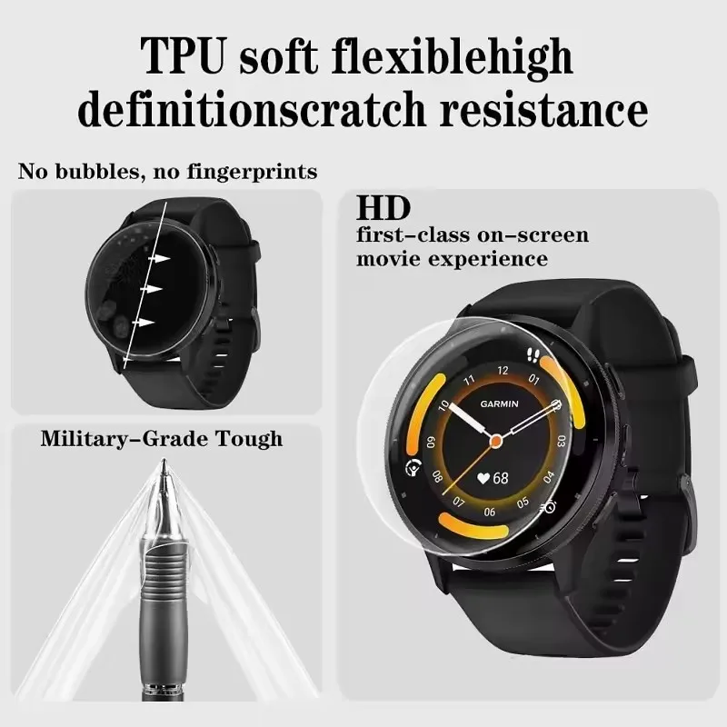 1-5Pcs 하이드로겔 필름은 VivoActive 6 5용 Garmin용 유리가 아닙니다. 긁힘 방지 화면 보호기 VivoActive5 6