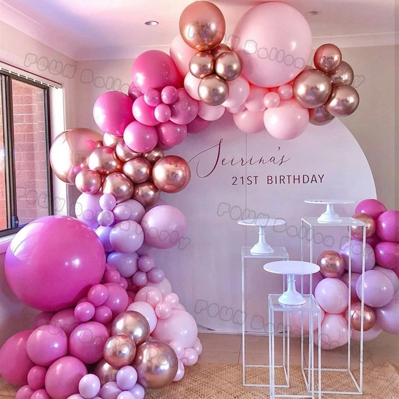 101 stuks blozen roze ballon boog kit, naakt ballon slinger met rosé