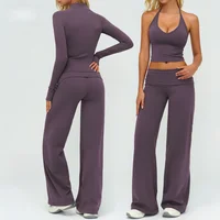 BIANHUI femmes survêtement Yoga ensemble ample décontracté femmes Sports de plein air à manches longues 2/3 pièces ensemble vêtements de sport femme vêtements de sport 2