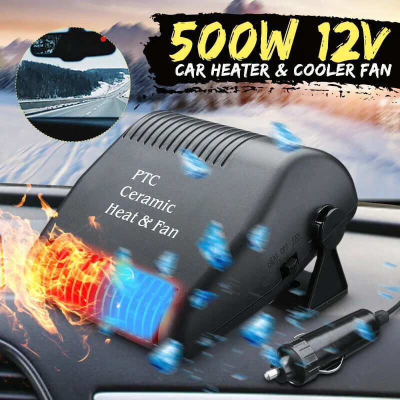 Riscaldatore Per Auto 2 In 1 200W 12V - Sbrinatore E Ventola Per Parabrezza, Base Rotante 360°, Attacco Accendisigari