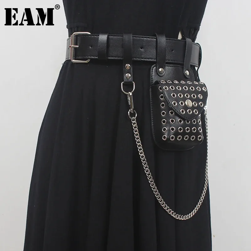 

[EAM] Pu Leather Green Mini-bag Spliced Long Belt Personality Women New Fashion Tide All-match Spring Autumn 2024 1DE0258
