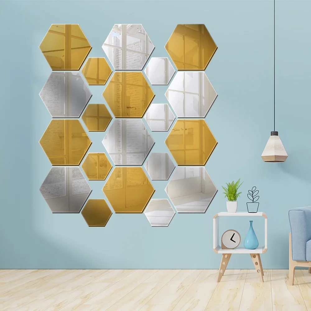 30/1PCS Mini Mirror Wall Stickers Acrylic Art Sticker Hexagon Shape Self Adhesive Tile DIY Household Removable Mirror Ornaments wall sticker mirror wall sticker acrylic wall sticker acrylic mosaic tiles sticker