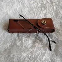 Étui à lunettes presbytes en cuir classique pour hommes et femmes, boîte à lunettes élégante en cuir adaptée aux lunettes plus étroites 6