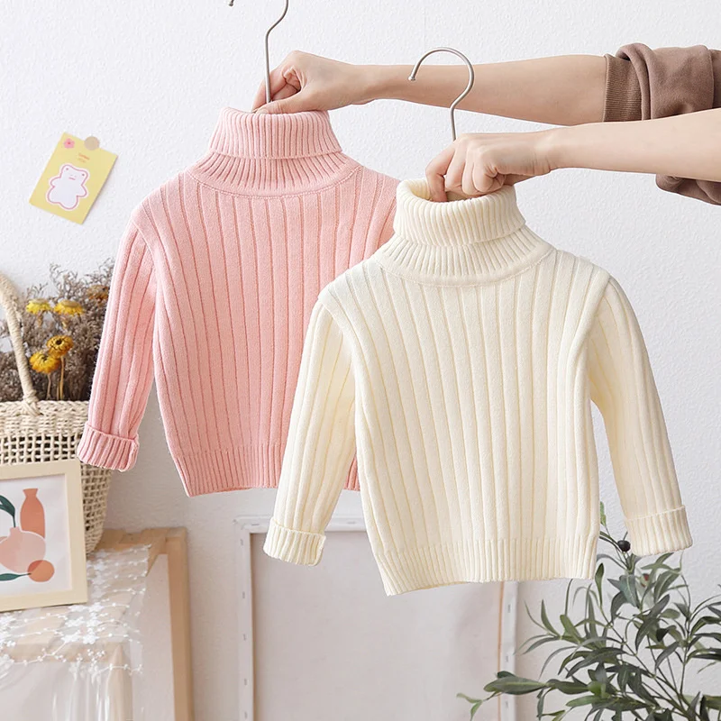 

1-5Years Winter Kids Clothes For Girls Knit Sweater Turtleneck Children's Pullover Sweaters Casual Baby Girls Clothing 2024 New