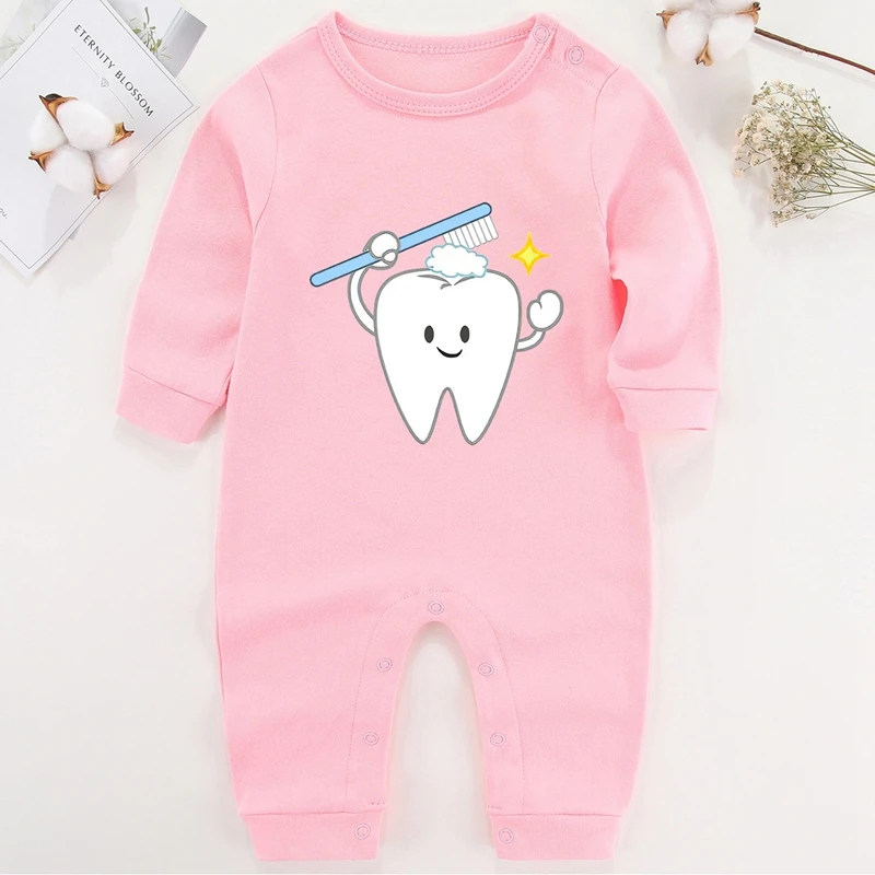 customised baby bodysuits Baby Girl Romper Winter 2022 Cotton My First Tooth Newborn Baby Boy Costume Infant Boy Long Sleeve Clothing for Babies best baby bodysuits Baby Rompers