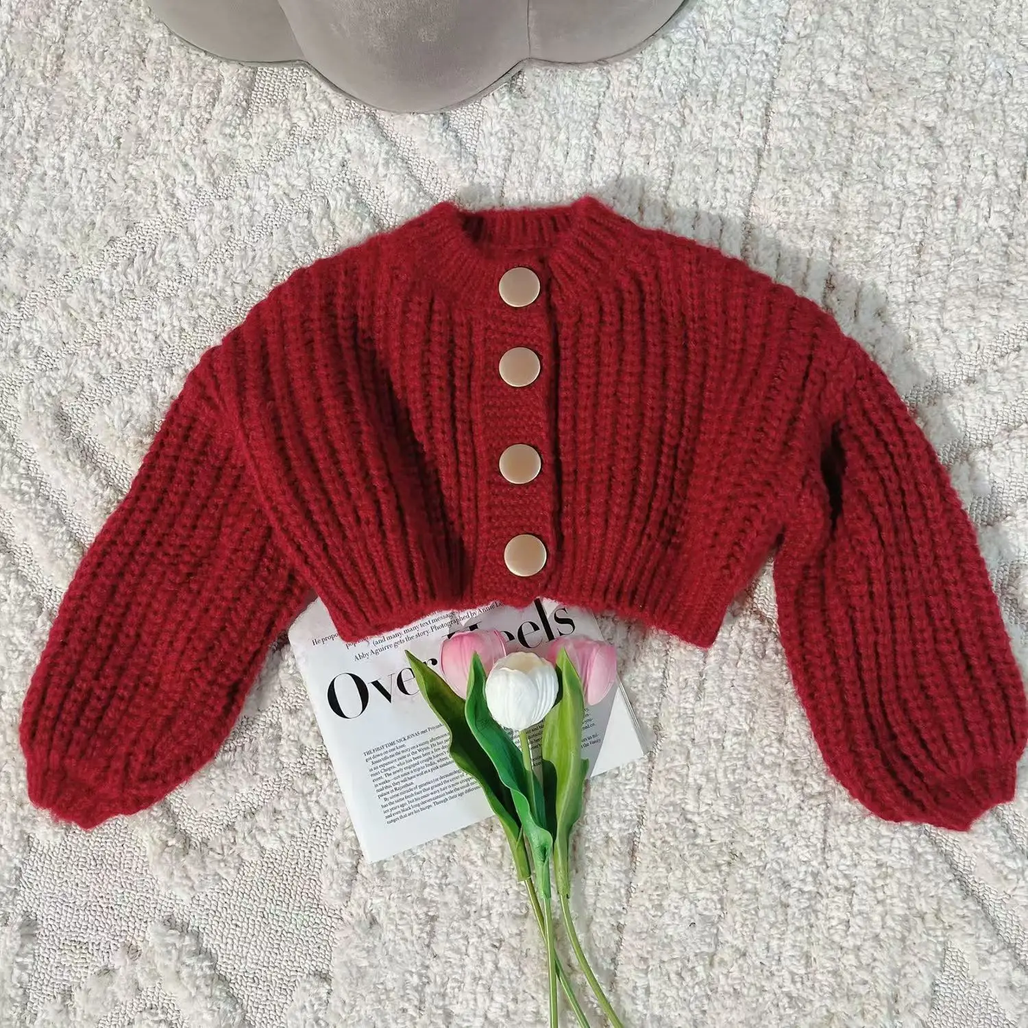 الفتيات دعوى سترة جديدة سترة مشغولة من الصوف سترة...