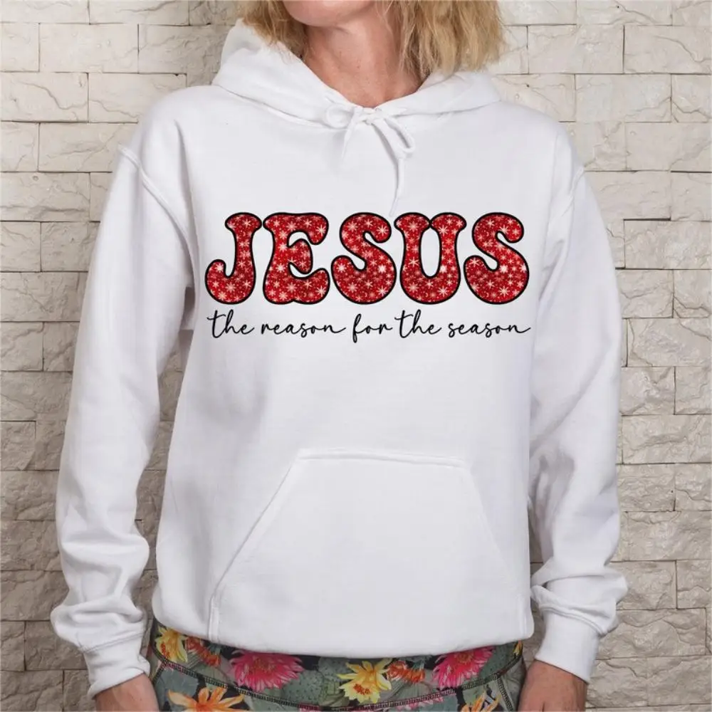 Jesus Christmas Graphic Sweatshirts Jesus Reason For The Season Casual  Long Sleeve Hoodies Pullover Woman Clothing полупальто m reason