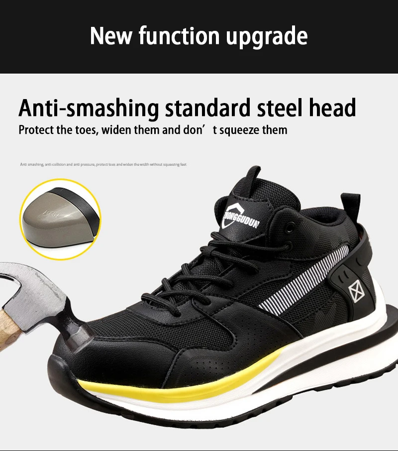 Quality Work Boots Men Anti-puncture Work Sneakers Safety Shoes Men Steel Toe Cap Anti-puncture Indestructible Shoes Protective