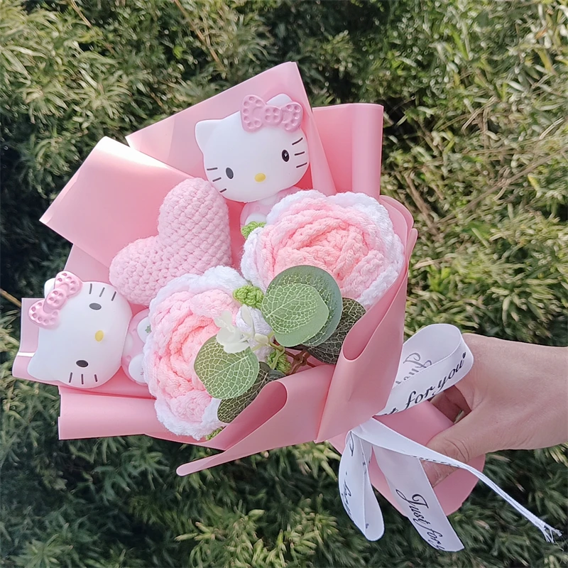 Eoixuqba Schattig pluche dier met boeket | Valentijnsdag teddybeer | cadeau voor vrouw, moeder, Kerstmis, verjaardag, bruiloft, Valentijnsdag