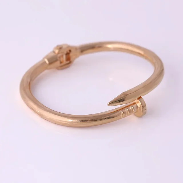 Simple Stainles Steel Nail Opening Cuff Bracelets Trendy Screw Bangle Female OL Temperament Jewelry Gift 5