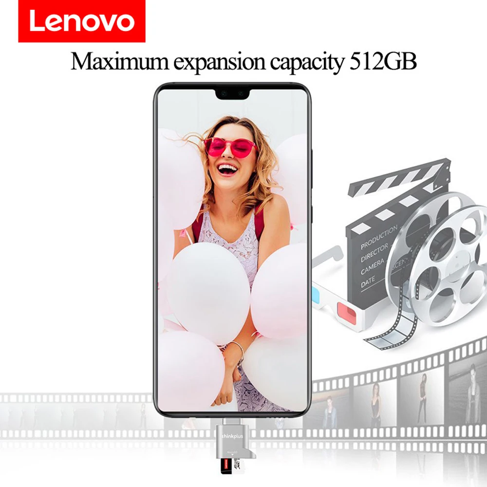 Lenovo TF Card Reader Micro SD Card Reader Type C TF Memory Adapter with USB C to USB Adapter Laptop Compatible