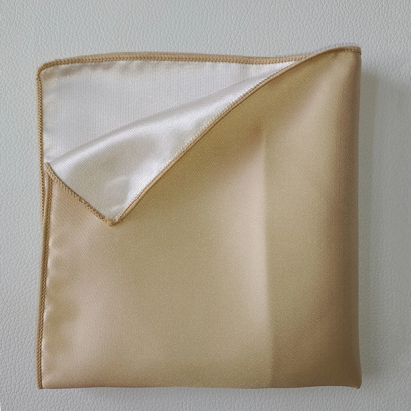 1Pcs Golden Pocket Squares 27cm Luxury Unisex Polyester Handmade Handkerchief for Wedding Party Suit Apparel Accessories