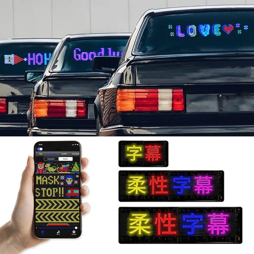 

Custom Text Scrolling Advertising Sign Control by Bluetooth APP Car Window Decoration LED Light Signs Shop Billboards