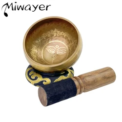 Tibetan Singing Bowl Set - Flower of Life Design for Meditation, Stress Relief, and Mindfulness (Gold Eye)