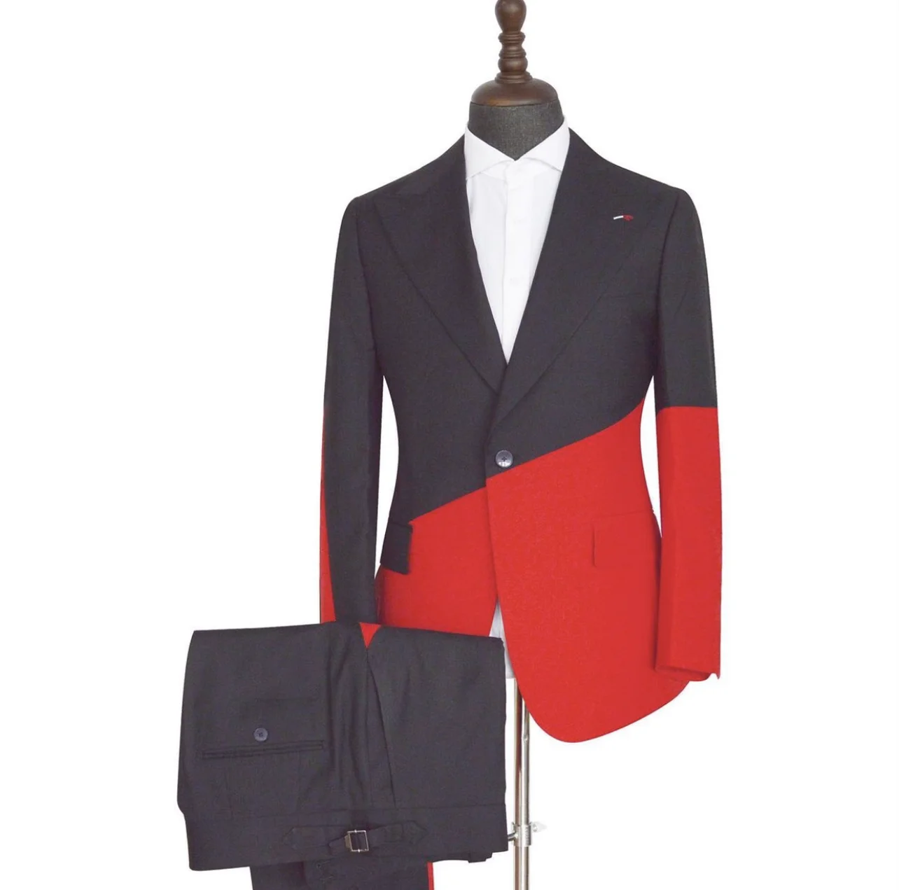 

Red Black Patchwork Fashion Men Suits Single Breasted Slim Fit 2 Piece/Casual Street Daily Male Wear/Tailor-Made Latest Design