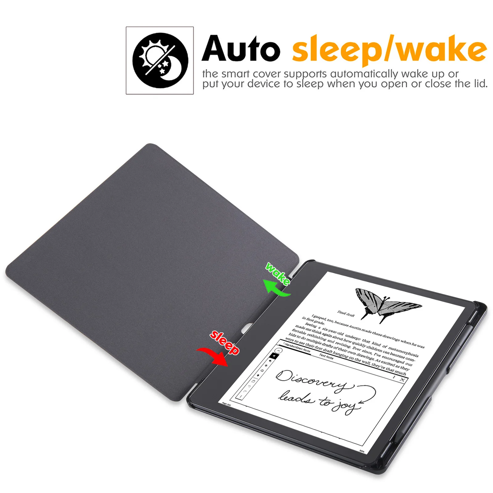 Slim Case para Kindle Scribe Tablet Leve Couro pu Capa Folio Construído em Pen Holder Auto Dormir Wake 102 - Imagem 6