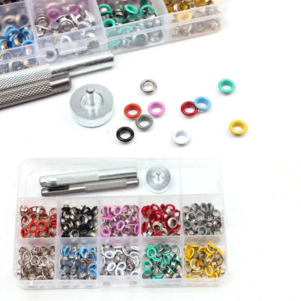 300/500 Sets 5mm Multi-Color Metal Eyelets Grommets Kit Installation tools Leather Canvas Shoes Belts Bags Crafts