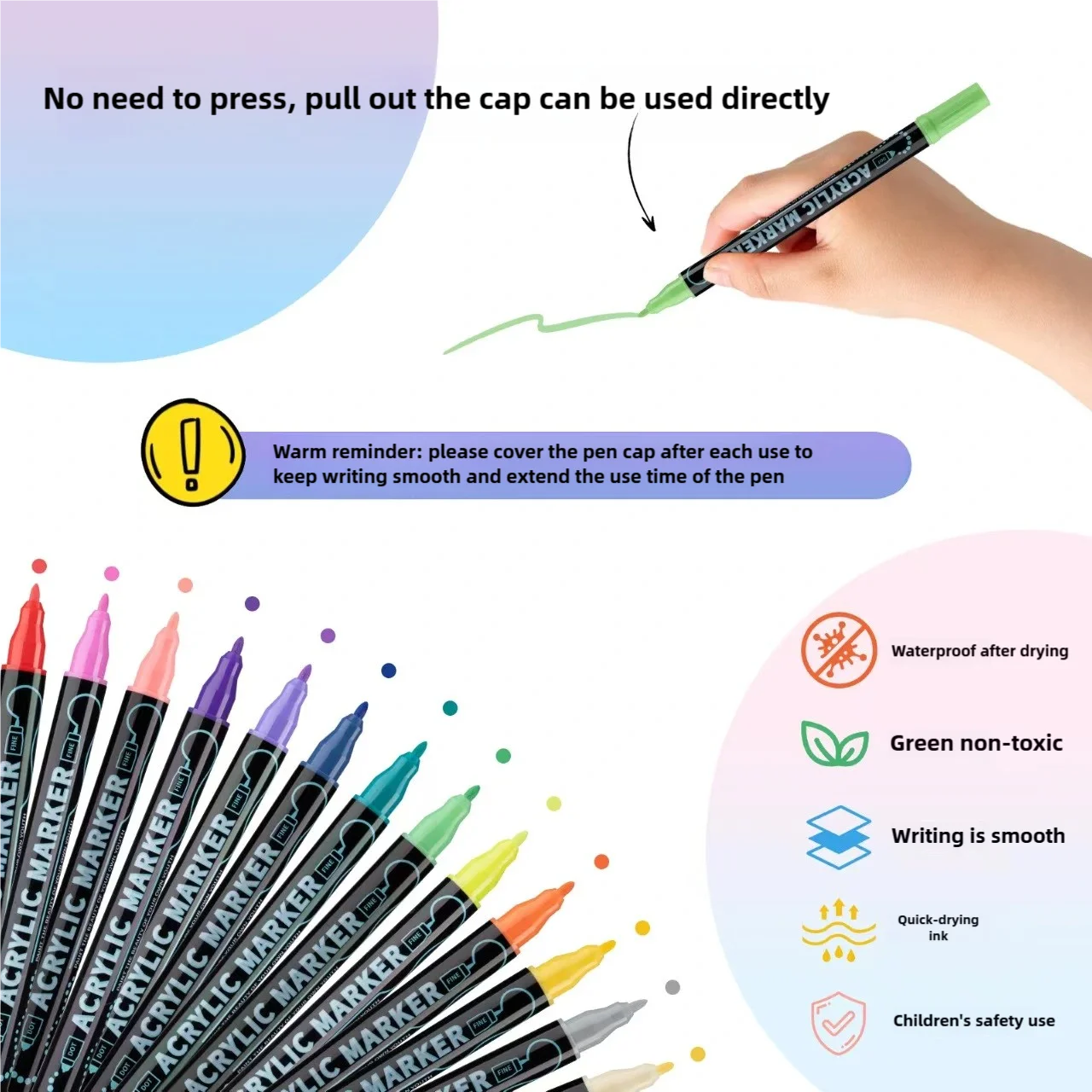 100 Colors Dual Tips Acrylic Marker for Painting Kids Stone Paint Markers Ceramic Glass Wood DIY Art Stationery School
