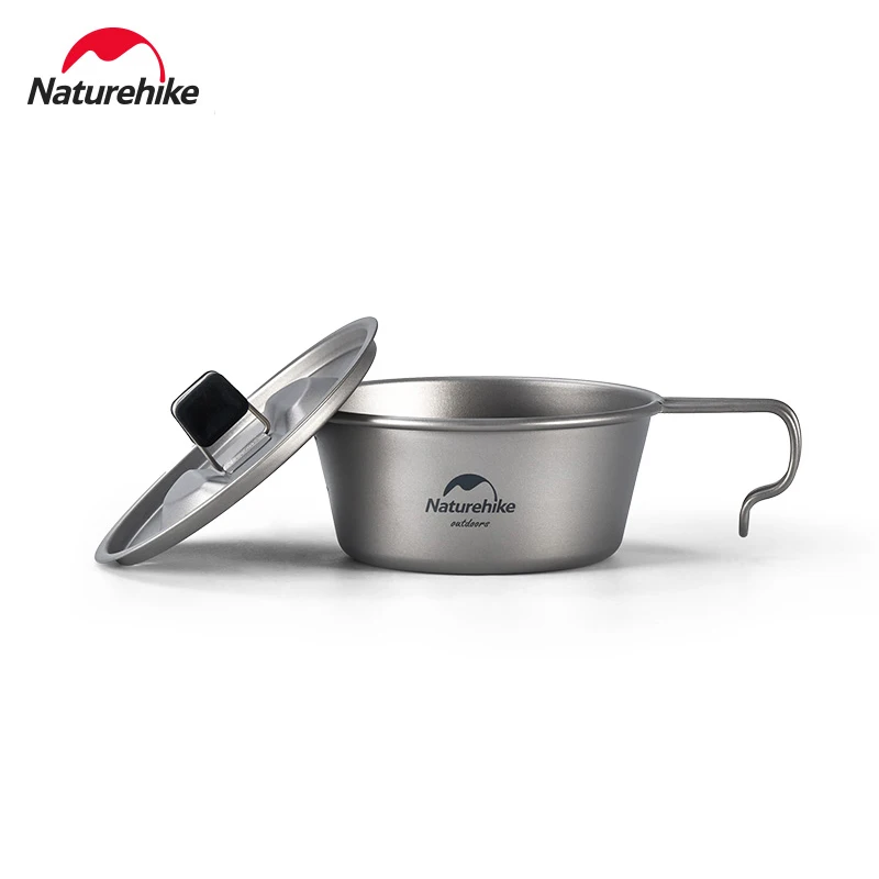 

Naturehike Ultralight Titanium Pan with lid Portable Camping Pan Dish with Mesh Bag Outdoor Camping Tableware Cookware Mess Kit