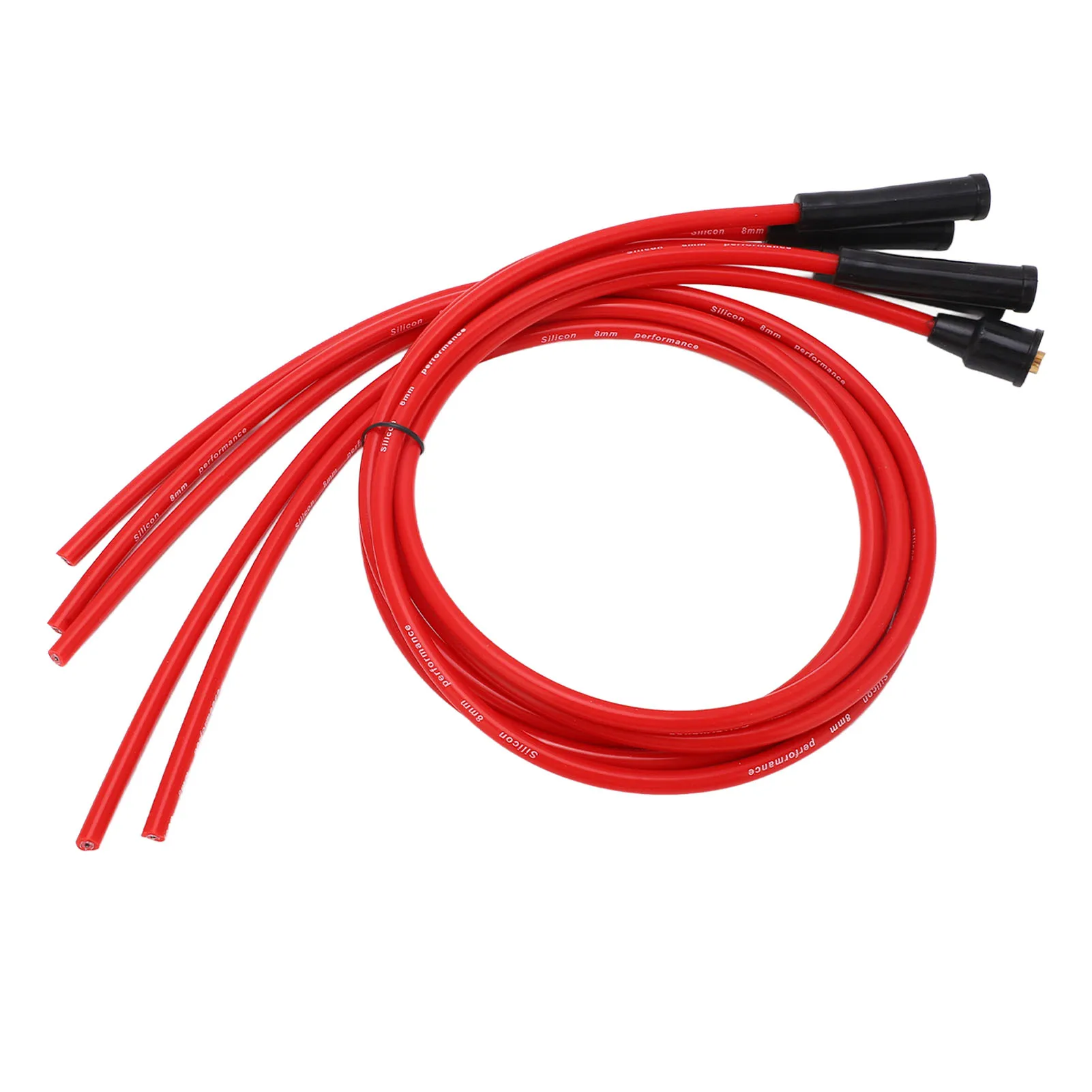 Spark Plug Ignition Wire Set Red High Performance Silicone 1m Car Ignition Wire for 4 Cylinder Automobile 8mm Ignition Cable