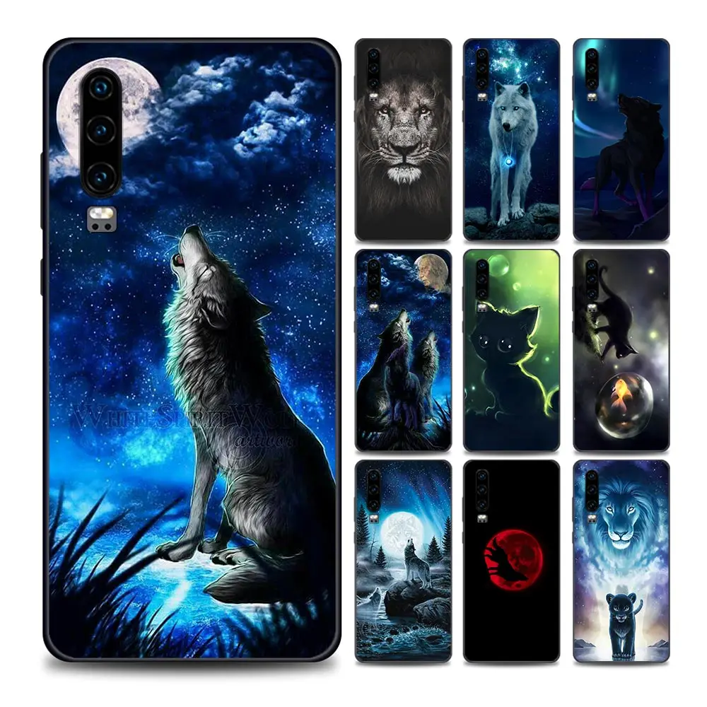 Чехол для телефона с волком львом котом Huawei P10 Lite P20 Pro P30 P40 P50 Plus P Smart Z мягкий