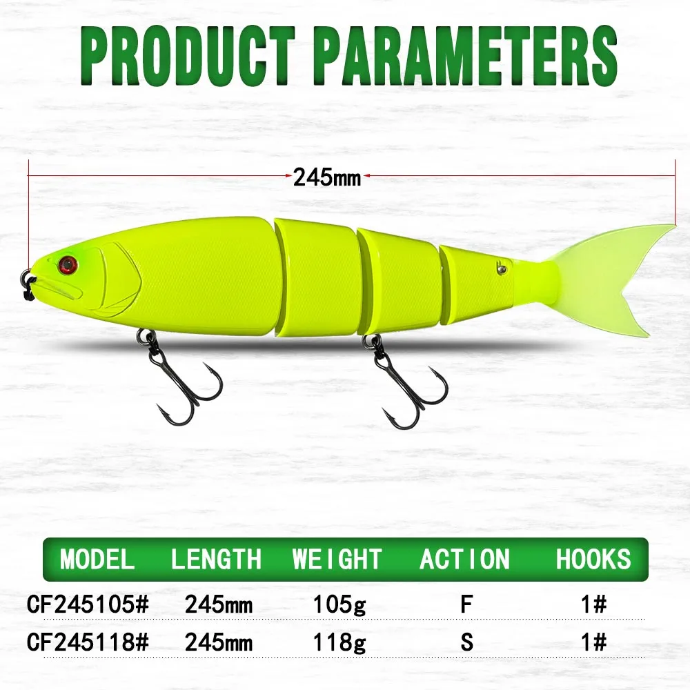 Lure  Swimming  Jointed  Floating  Sinking  Giant Hard  Fishing  Accessories Section  For Big Bait Bass Pike Minnow  Size 245mm