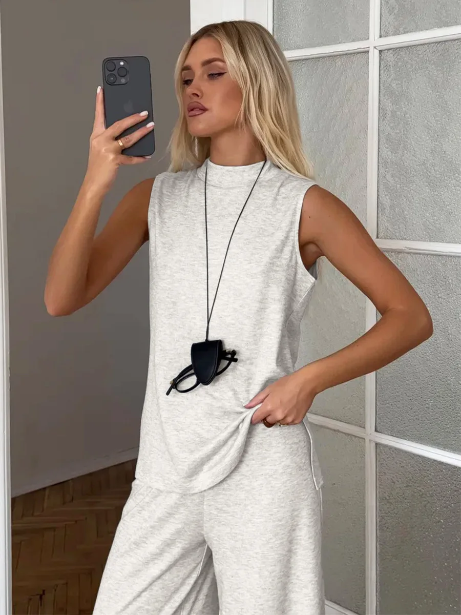 Bornladies Spring Summer New Women's Tank Top Pants Set Ladies Loungewear Sleeveless Tank Wide-Leg Pants Casual Two-Piece Outfit