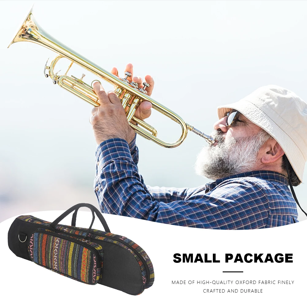 Ethnic Style Trumpet Bag Portable Oxford Cloth Waterproof Carrying Bag Wear-resistant Trumpet Instruments Accessories