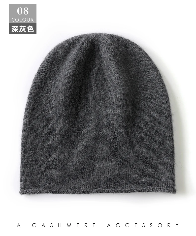 Winter Unisex 100 Kaschmir Hüte Outdoor Casual Warm Halten Einfarbig Kaschmir Gestrickte Beanie Hut Frauen/Männer Hedging Caps – Detail 23