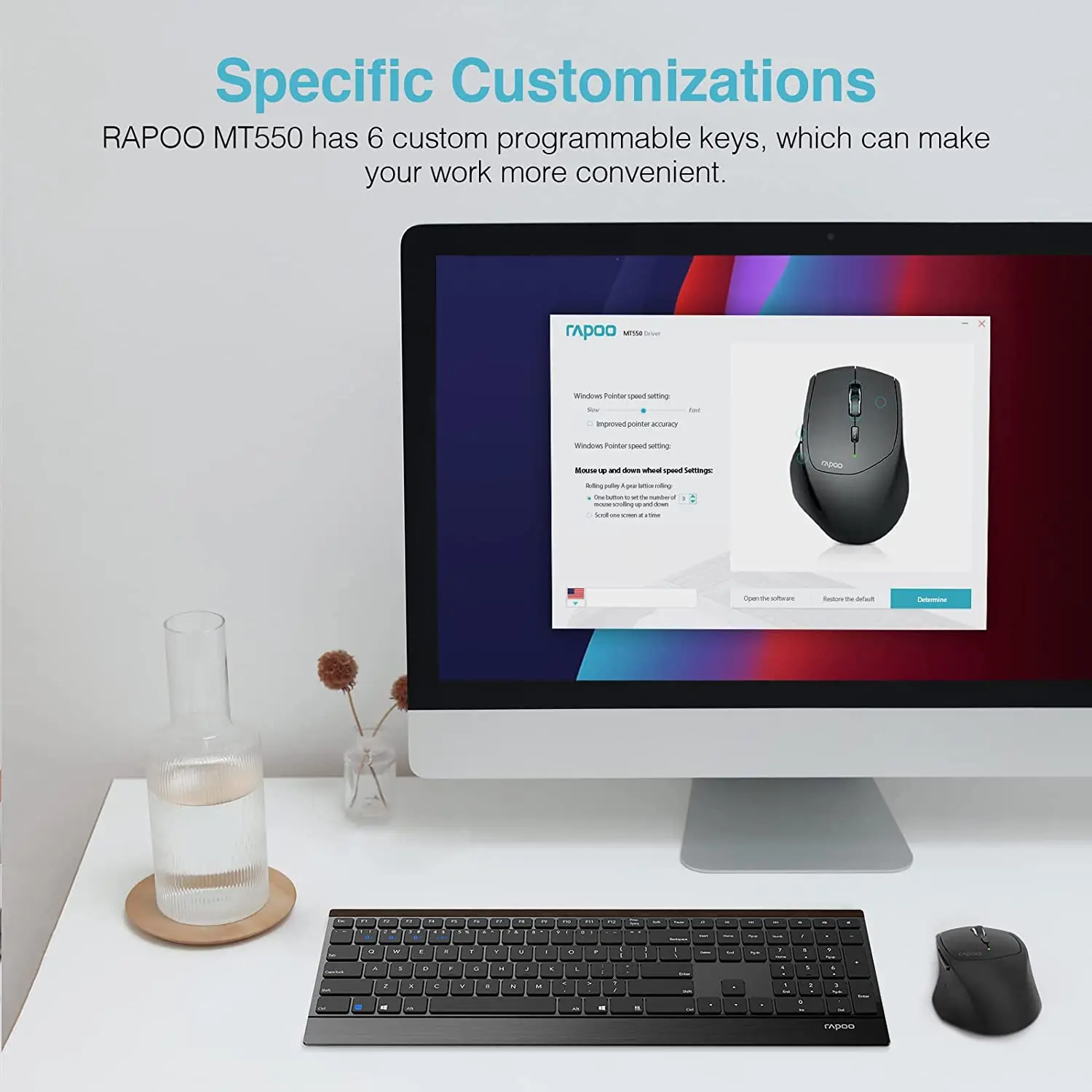 Rapoo 9500m Multi-Modo Teclado Sem Fio E Mouse Combo 4.5mm Ultra.