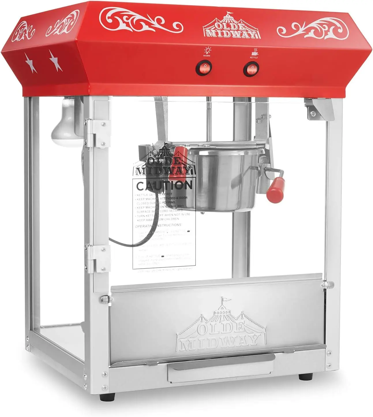 Midway Bar Style Popcorn Machine, 4-Ounce Popcorn Maker Popper, Red