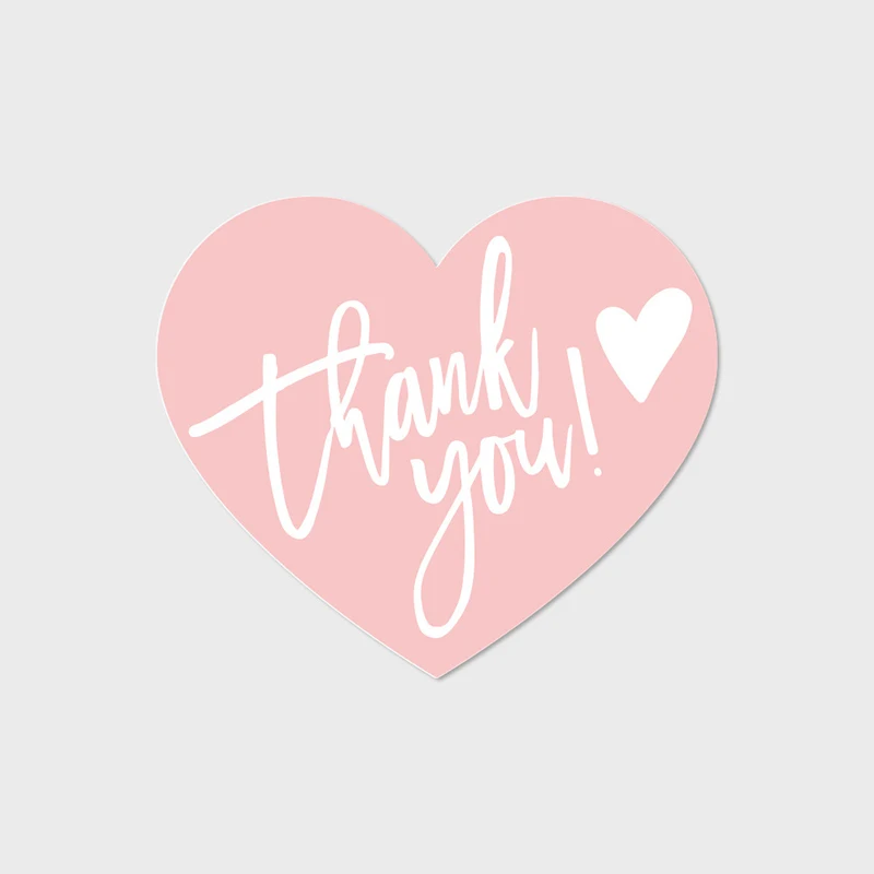 

30Pcs/Pack Heart-Shaped English Thank You Card Pink Gift Decorative Cards Greeting Cards Thank You Card Packaging Card