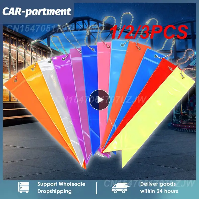 

1/2/3PCS Car Colorful PVC Reflective Pendant Night High-gloss Safety Marker Bag Keychain Reflective Strips Reflector Ornaments
